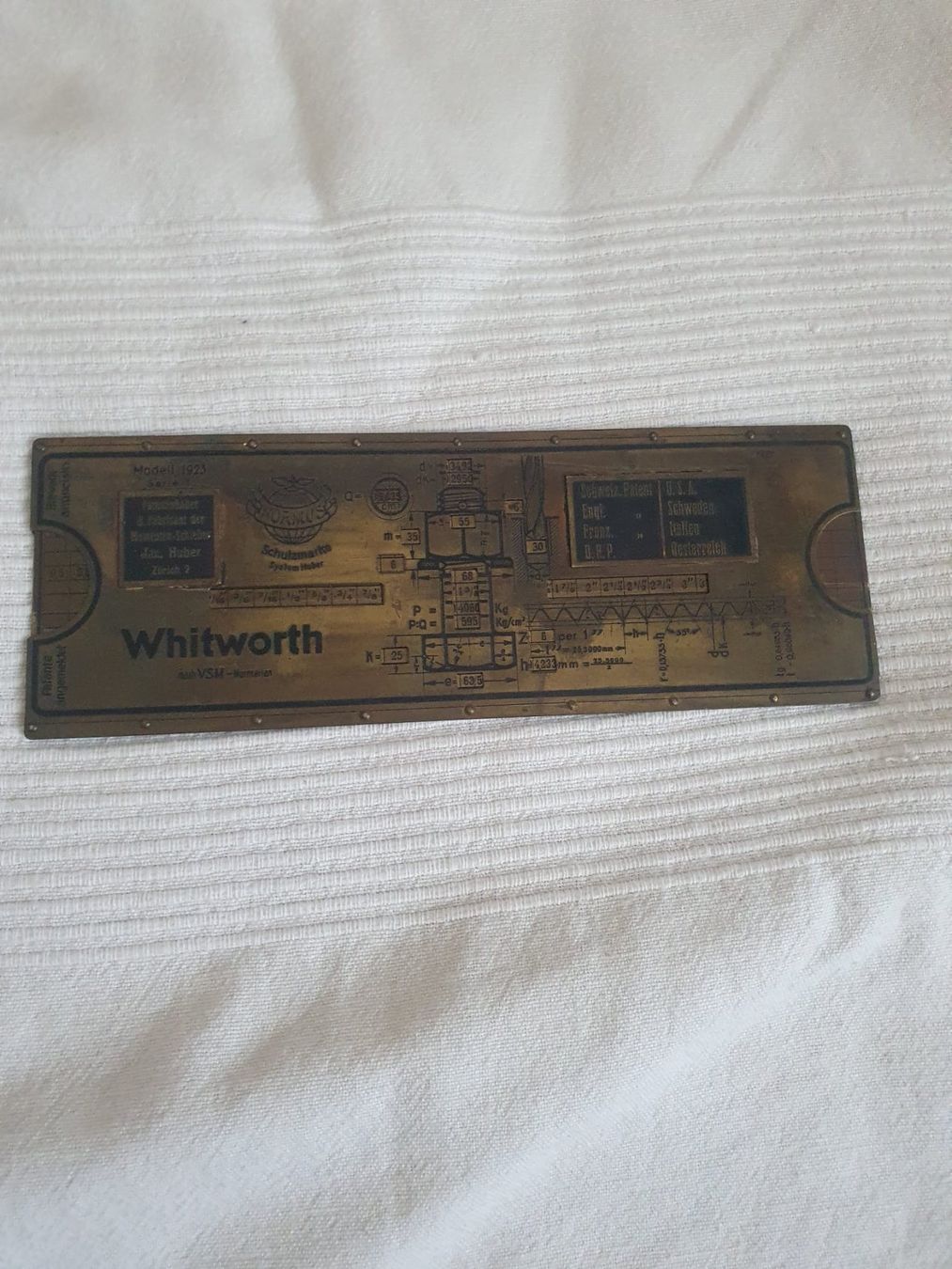 Alle Werkzeuge: 1923 Whitworth-Gewinde Messplatte + antike Berechnungstafel – Neu (gemäss Beschreibung) aus Basel von FirstClass4000