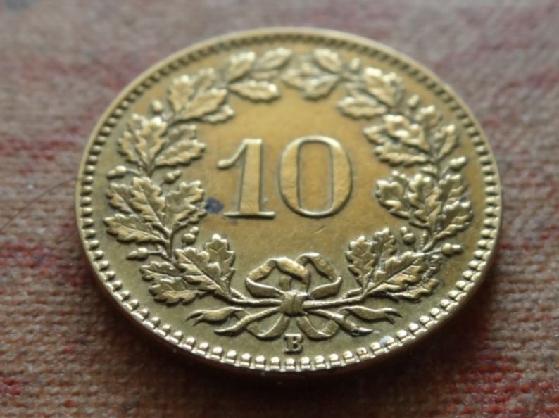Alle Münzen: 10 Rp. 1918 jaune/gelb – Gebraucht aus Romanel-sur-Lausanne von Swift13 1