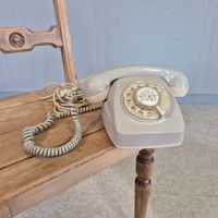 Vintage Telefon Wählscheibentelefon 1980 Phone grau