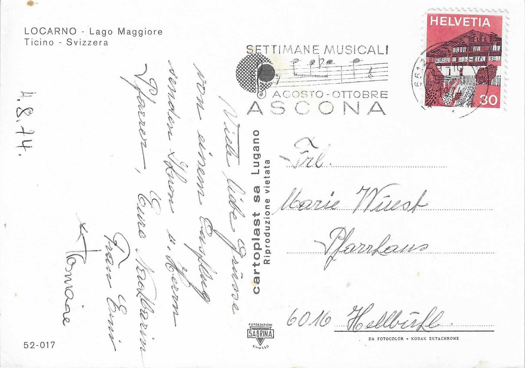 Ansichtskarten: Locarno-Lago Maggiore TI – Gebraucht aus Rothrist von Stranglehold 1