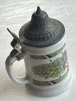 Bierkrug Zinndeckel Keramik West-Germany mit Dekor(S25)