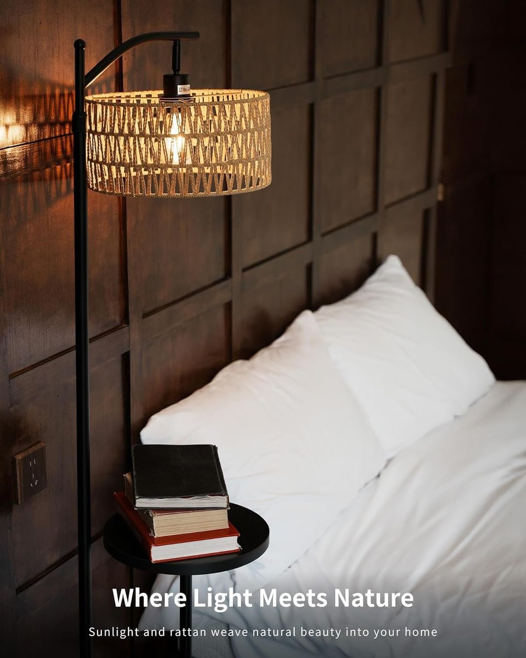 Lampade: Stehlampe Wohnzimmer Vintage Rattan – Nuovo e nell'imballaggio originale da Gränichen venduto da omniadeals 1