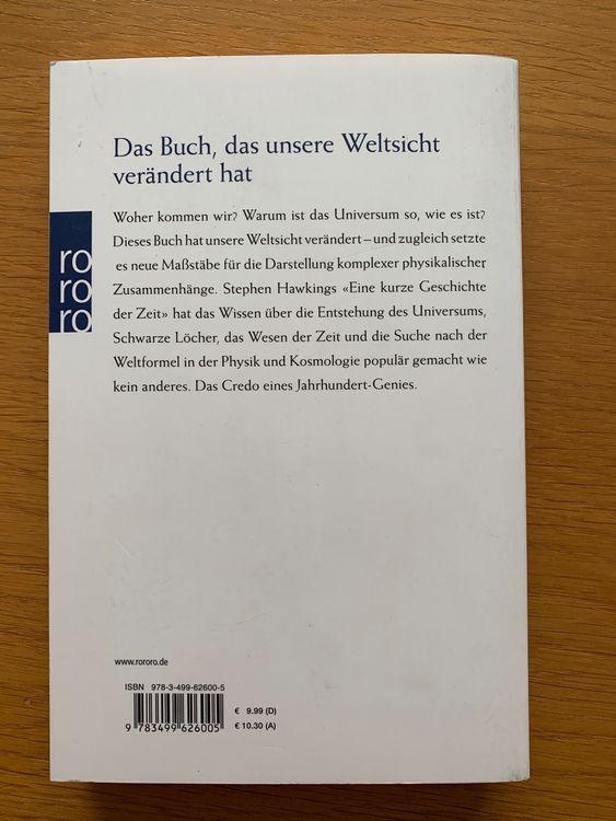 Stephen Hawking Eine kurze Geschichte der Zeit Kaufen auf Ricardo