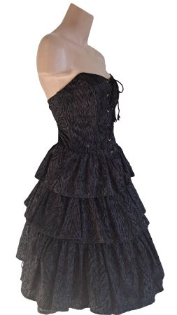 Sommerkleid Partykleid schwarz Gothic WGT Glitzer Rüschen