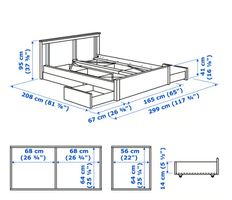 IKEA SONGESAND Bett 160x200 weiss 4 Bettkästen + Lattenrost