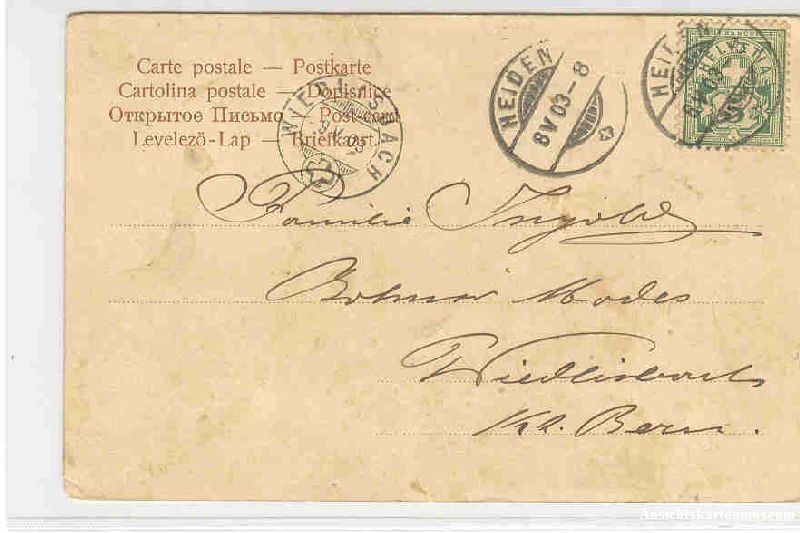 Cartoline postali: Heiden - Litho + 1903 – Usato da Emmenbrücke venduto da teestube 1
