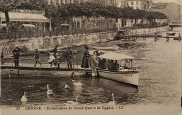 GENÈVE - Embarcadère du Grand Quai et les cygnes