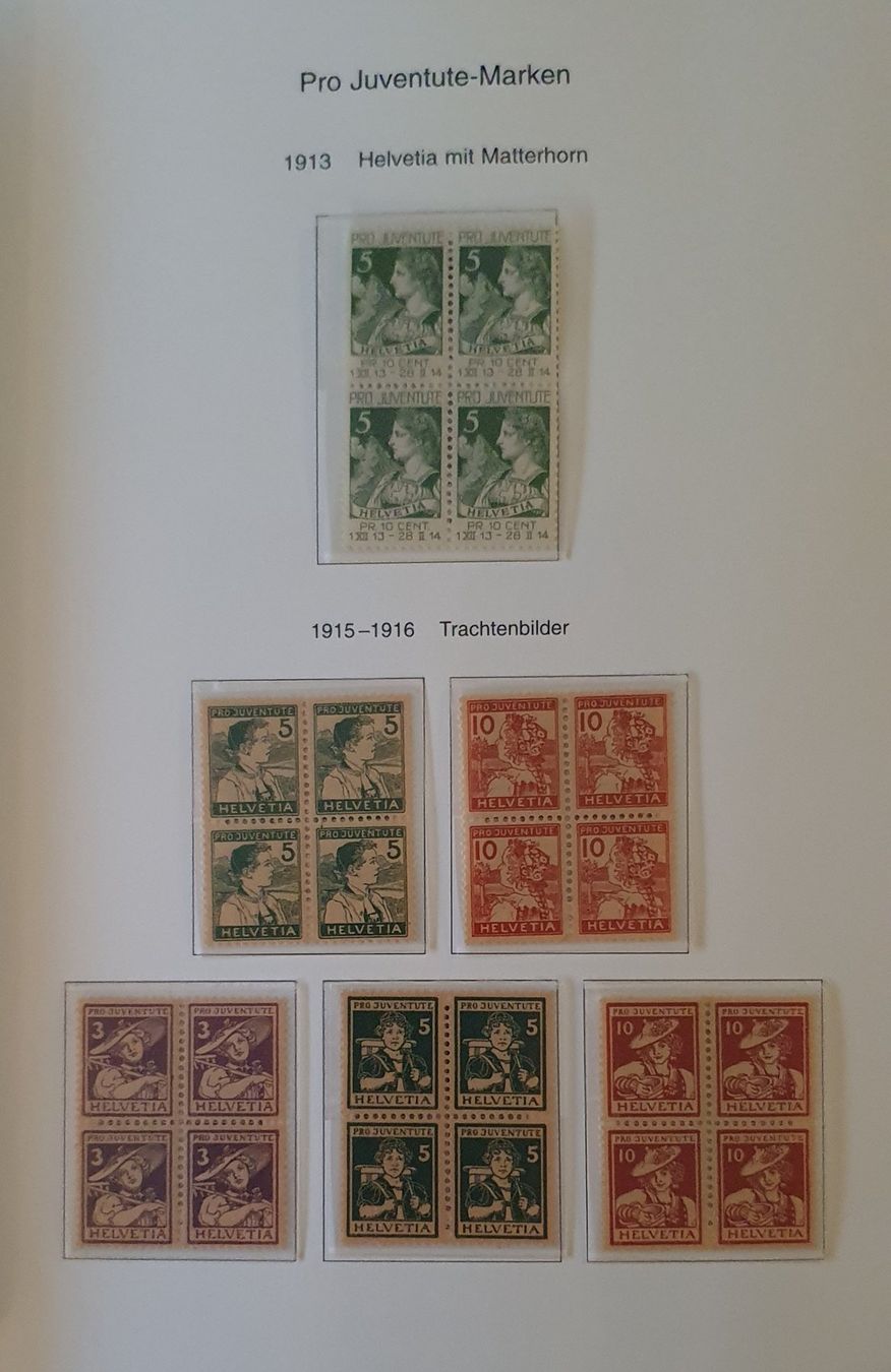 Tutti i francobolli: Pro Juventute 4er Block Sammlung Postfrisch 1913-2009 – Usato da Kreuzlingen venduto da Rschweiz1