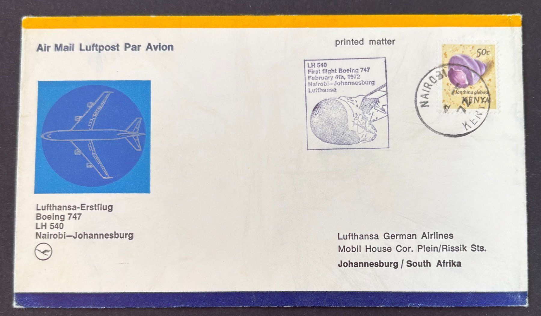 Tutti i francobolli: LUFTHANSA ERSTFLUG LH-540 BOEING 747 – Usato da Ostermundigen venduto da wini63