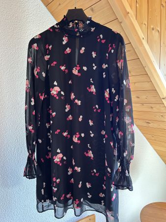 Schickes Chiffon Kleid - H & M, schwarz/pink, Grösse S