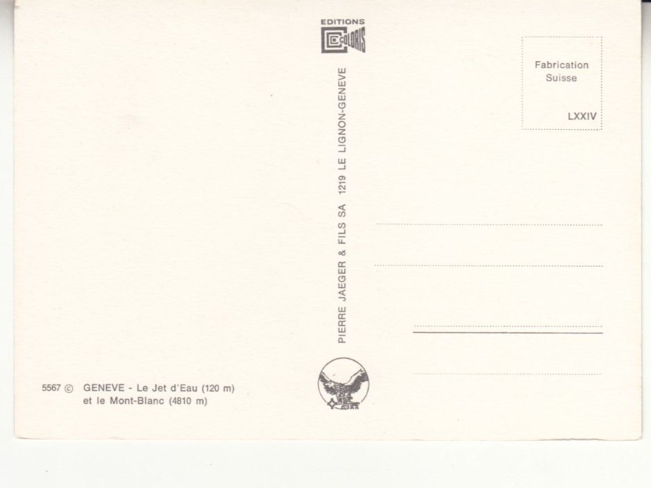 Cartoline postali: Genève ca. 1970 – Usato da Bürglen TG venduto da StampGraf 1