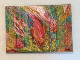 Abstraktes Bild Acryl auf Leinwand 60x90 cm guter Zustand