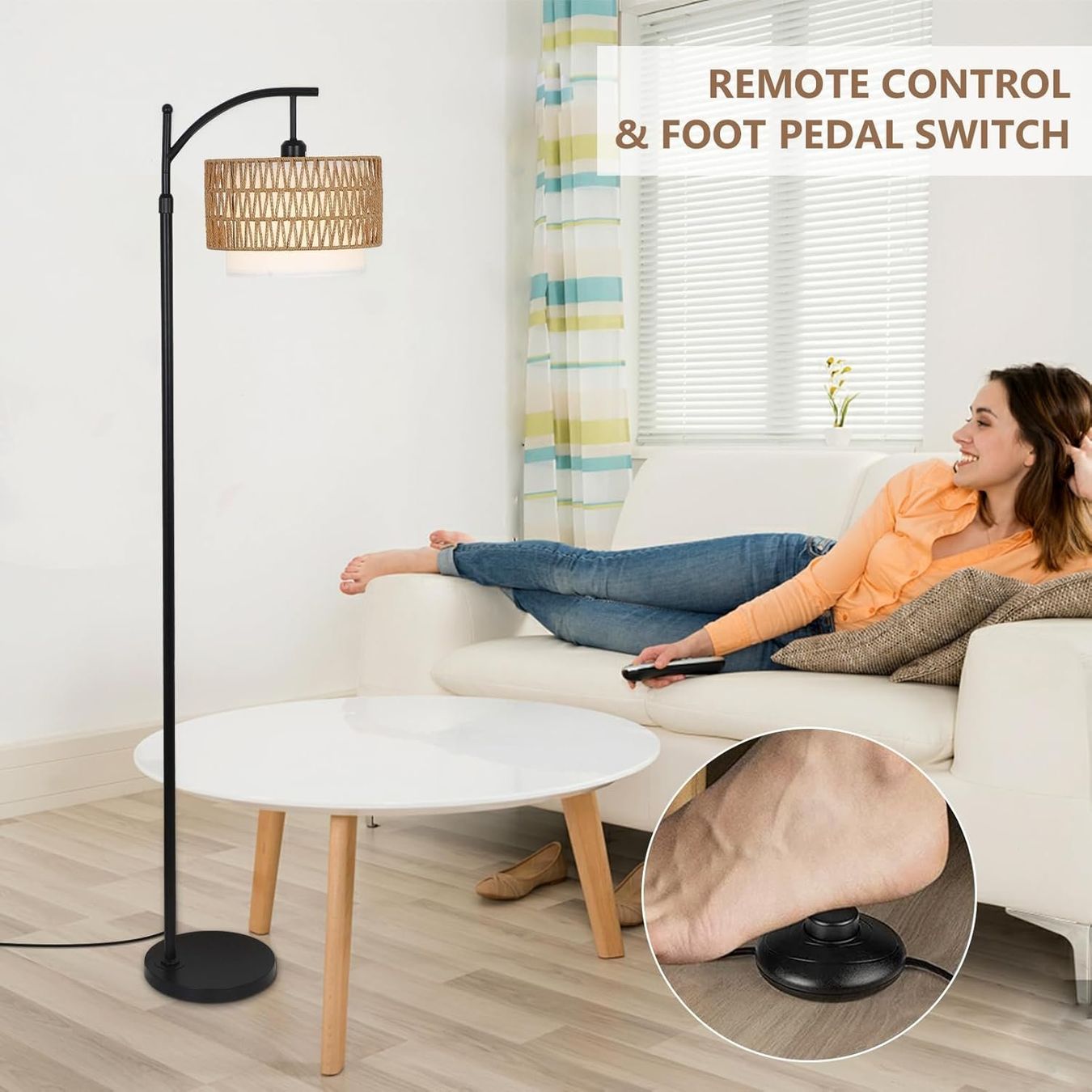 Lampade: Stehlampe Rattan Standleuchte Dimmbar Boho App-Steuerung – Nuovo e nell'imballaggio originale da Dörflingen venduto da Nixhub 6