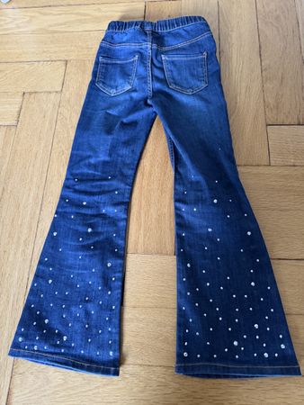 H&M Jeans Mädchen Schlaghose blau mit Steinen Grösse 116