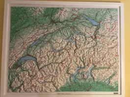 Reliefkarte Schweiz 1:500'000 gerahmt guter Zustand