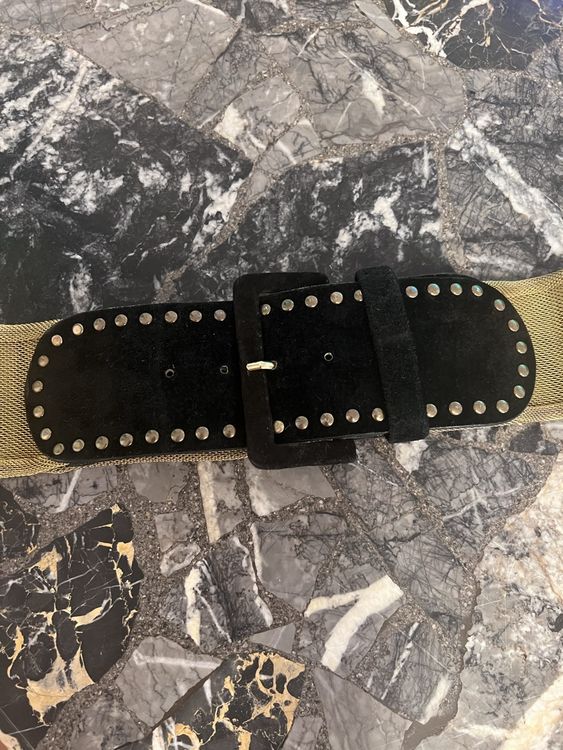 Ceinture Chattawak 100% Daim Et Cuir - Taille 38/40 - Bleu Et Noir - Occasion Très Bon état - Pour Femme