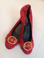 🤩ATELIER BOLOGNA WILDLEDER-BALLLERINA-SCHUHE, ROT, SCHNALLE