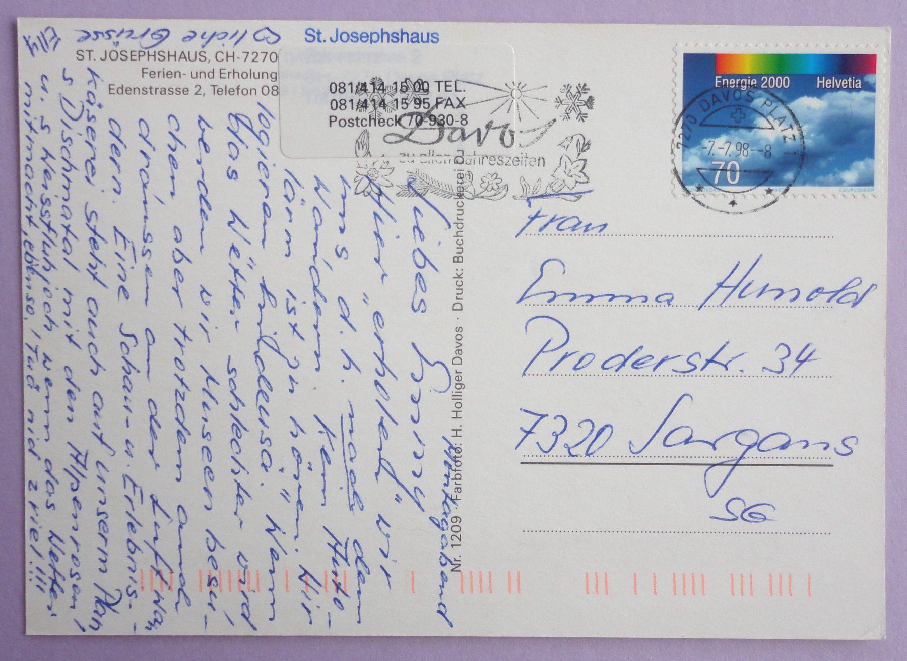 Cartoline postali: St. Josefshaus, Davos-Platz – Usato da Fétigny venduto da Billy2miny 1