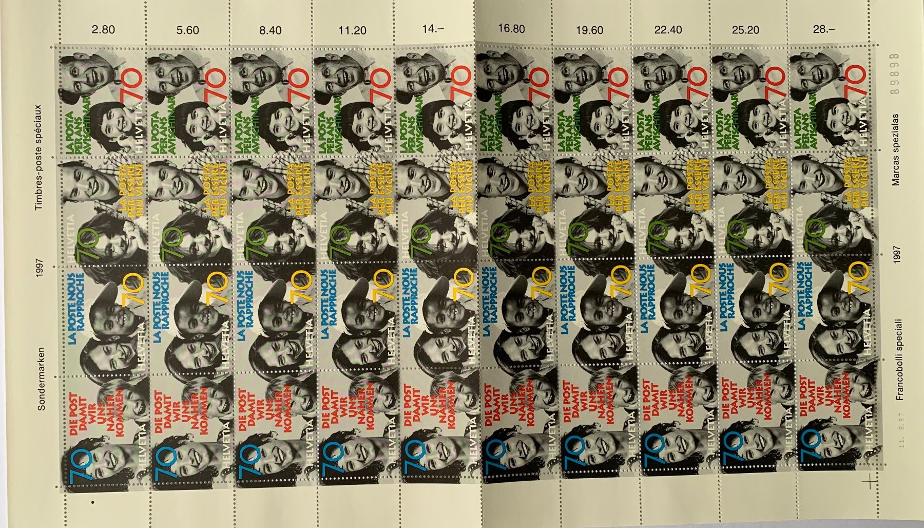 Tous les timbres: Helvetia 1997 Die Post - Grossbogen ** – Neuf (Voir description) à Zürich par Apache4 1