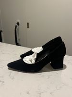 Elegant Massimo Dutti Black Suede Heels - Size 39!
