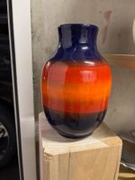 West German 80s Vase Orange Blau Fat Lava