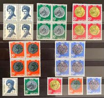 1962 Pro Patria Schweizer Münzen Viererblock ** + Satz **