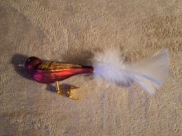 Weihnachtsbaumschmuck Vogel mit Federclip, Glas, neuwertig