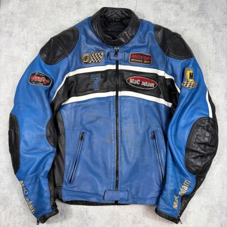 Veste de moto en cuire de vachette Mac Adams 7 Bleu  - L