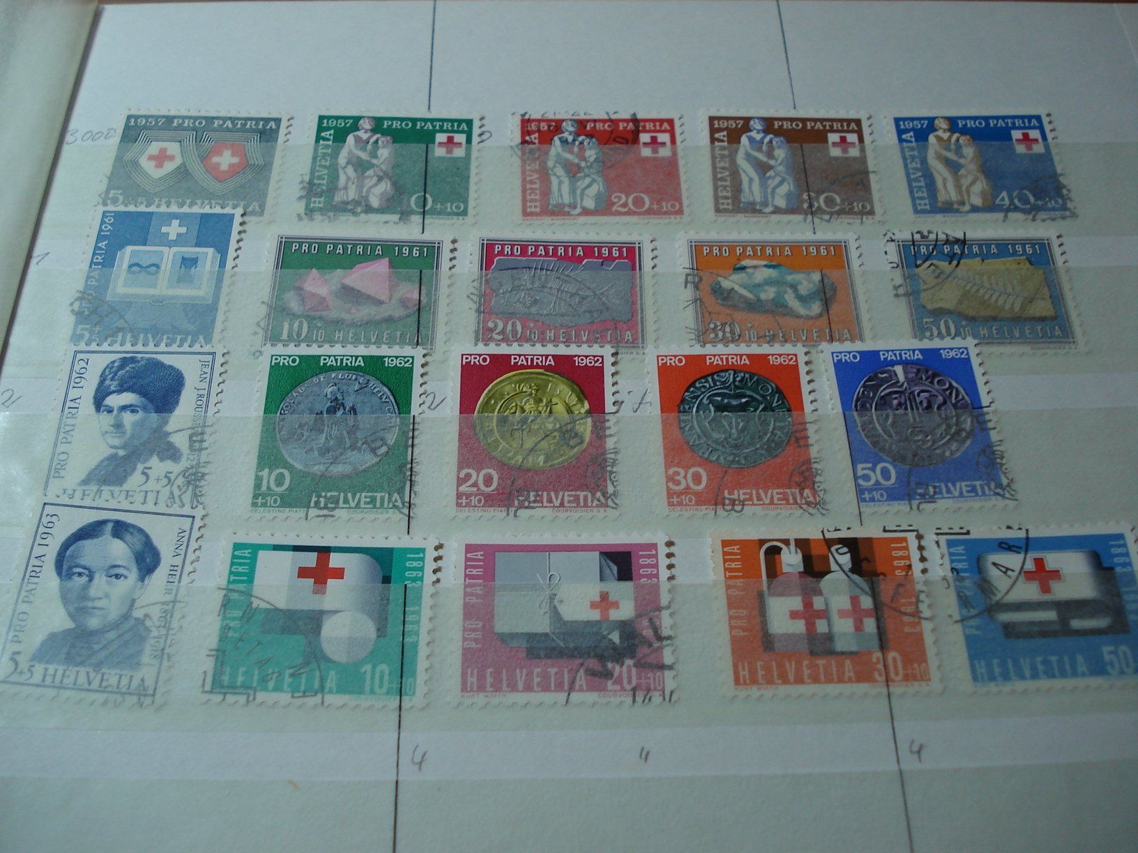 Alle Briefmarken: 4 Sätze Pro Patria, gestempelt, älter – Gebraucht aus Niederwil AG von morostahu