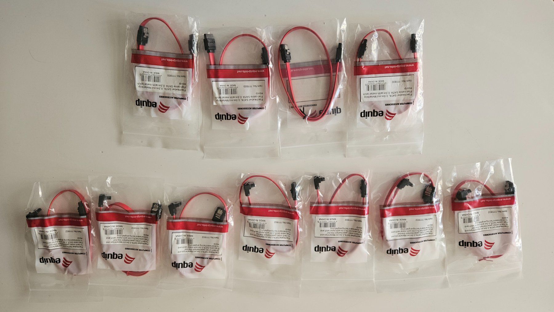 Kabel: Set 4x & 7x SATA Rot Rouge equip – Neu und originalverpackt aus Lausanne von FamilleCool
