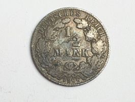 🇩🇪 1/2 Mark 1906 D *** Silver 2.78g .900