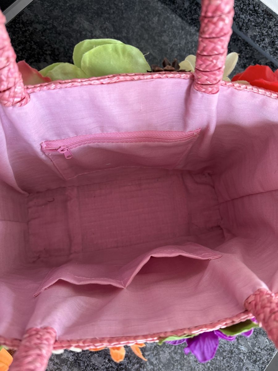 Taschen für Damen: Tasche Korbtasche Sommerblumen pink – Gebraucht aus Zug von Namago 3