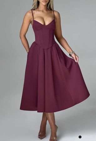 NEUES, Midikleid Bordeaux von Babyboofashion, Grösse XS