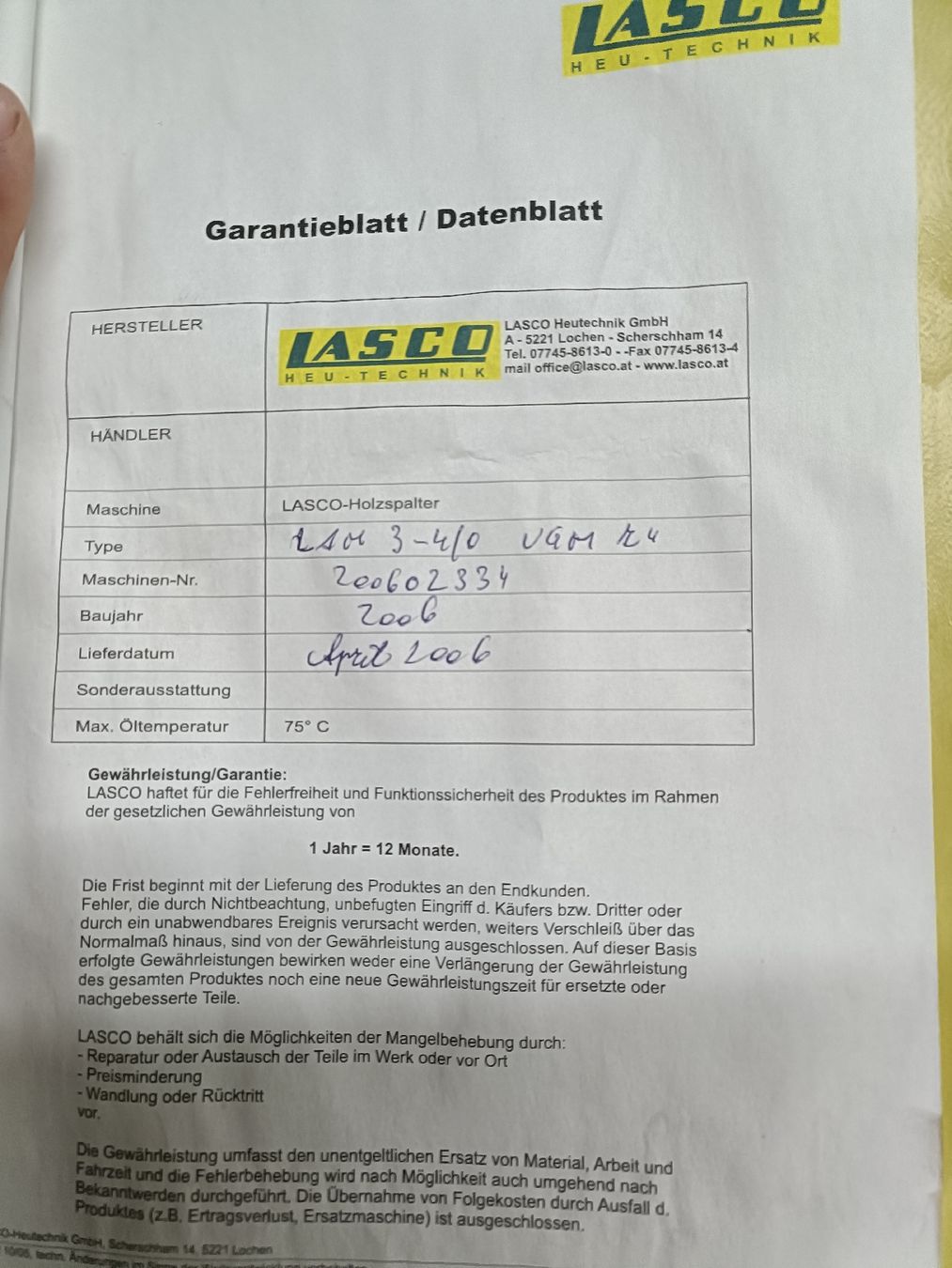 Tutte le macchine: Kegelspalter Lasco – Usato da Sachseln venduto da fredyodermatt 5