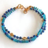 Zartes Lapislazuli Apatit Armband  Unikat  vergoldet
