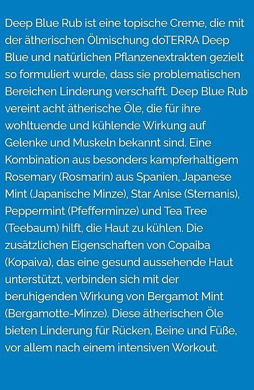 Kosmetik-& Massageliegen: Dõterra Deep blue Rub 120 ml – Neu und originalverpackt aus Lyss von Infinia 1