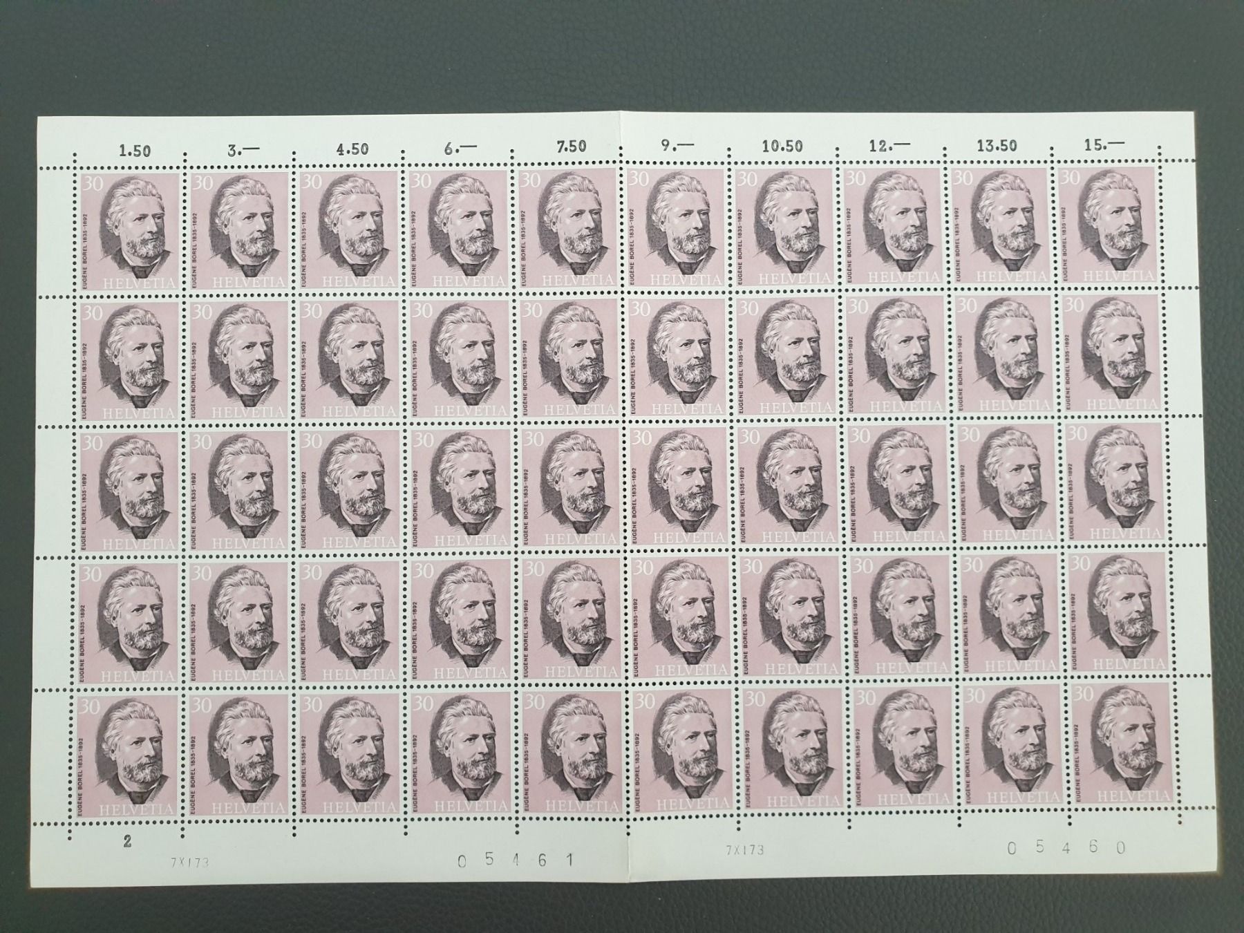 Alle Briefmarken: Eugene Borel 1835 - 1892 Briefmarkenbogen postfrisch – Neu (gemäss Beschreibung) aus Frauenfeld von Kasico