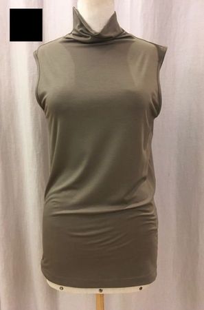 Piu & Piu Basic Rollkragen Top Viscose Jersey schwarz Gr 42