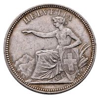 5 Fr. 1874 B., fast vorz., schön getönte Patina