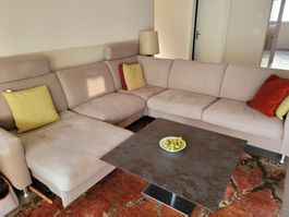Ecksofa Stoff beige mit verstellbaren Kopfstützen gebraucht