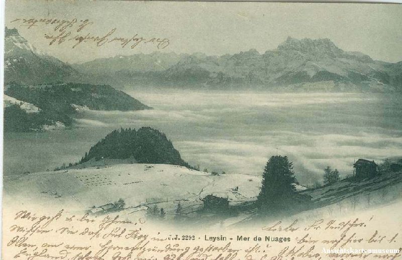 Cartoline postali: Leysin - mer de nuages + 1902 – Usato da Emmenbrücke venduto da teestube