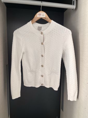 H&M cardigan ecrù con bottoni gioiello dorati XS