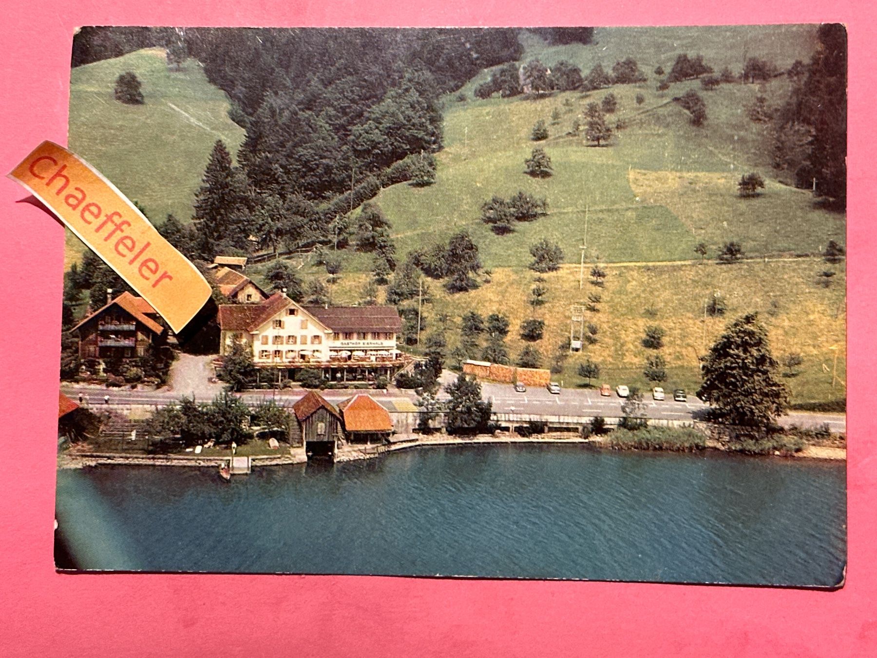 Cartoline postali: 1975 mit dem Flugzeug über Morgarten. Rest. Eierhals-Morgarn – Usato da Zürich venduto da Chaeffeler