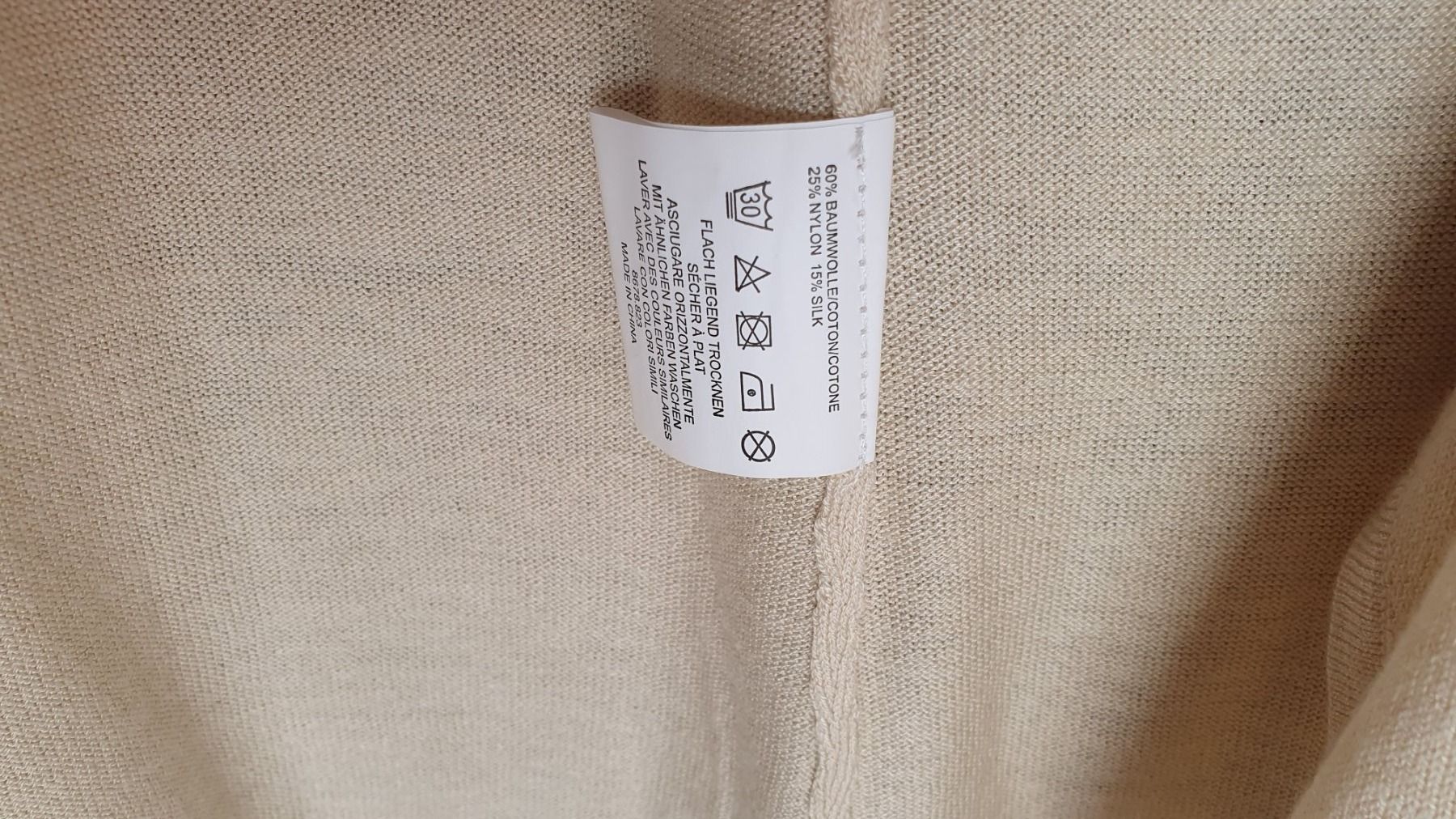 Giacche: Basic Baumwoll Seide Nylon Cardigan Gr. L Beige – Usato da Rüti ZH venduto da Zanthena 1
