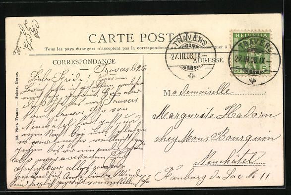 Cartoline postali: AK Travers, Totalansicht, 1908 – Usato da Berlin venduto da bartko-reher 1