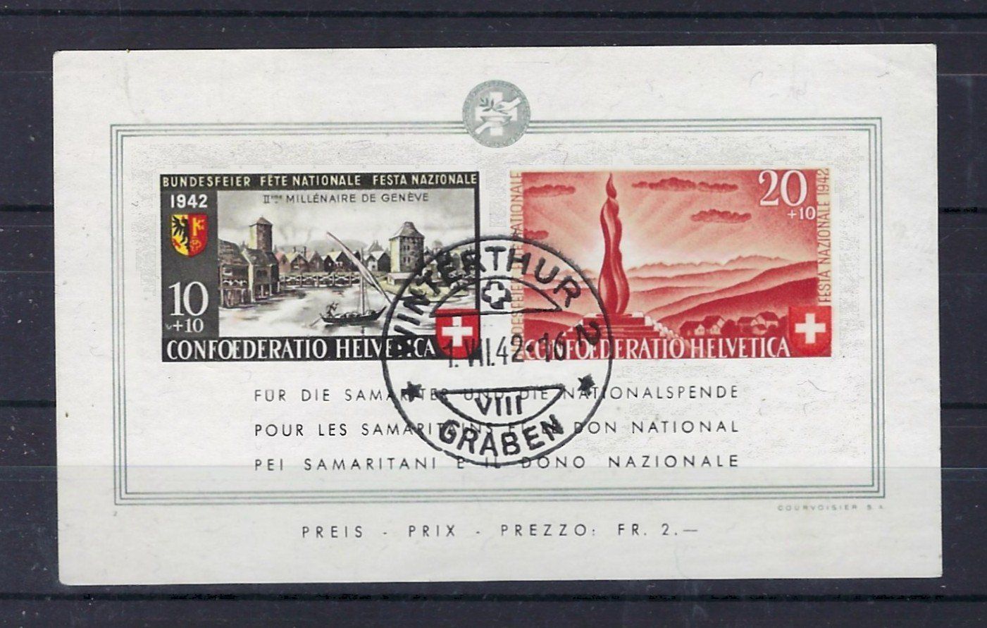 Tutti i francobolli: 1942 Pro Patria Block gestempelt  15977 – Usato da Lunden venduto da Animus999