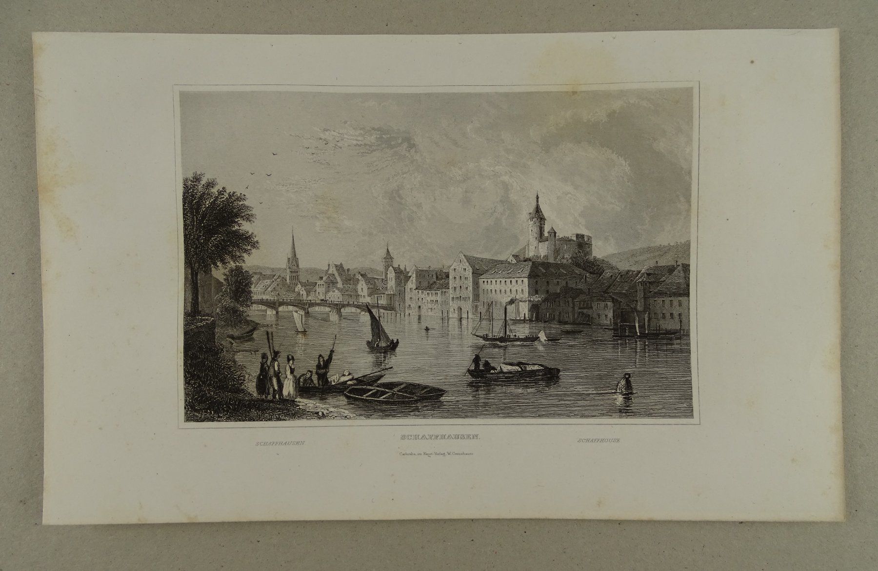 Stiche: SCHAFFHAUSEN, STAHLSTICH 1836/1838 – Gebraucht aus Grüningen von Kartensammler 1