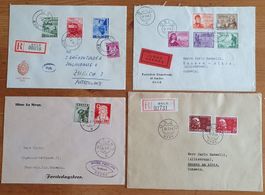 Norwegen: 4 Briefe in die Schweiz  1945 / 1948 / 1949 / 1954