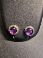 Clous d'oreille sertis amethyste argent 925