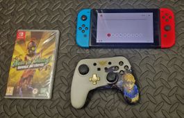 Console Nintendo Switch avec manette et jeu sous blister